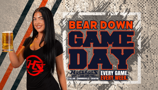 Hotshots Bears Game Day promo featuring football and beer