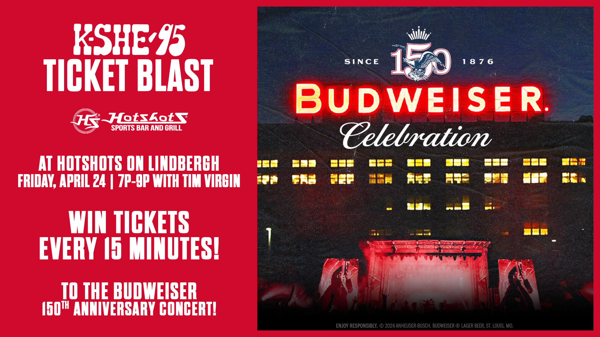 KSHE 95 Ticket Blast at Hotshots Lindbergh